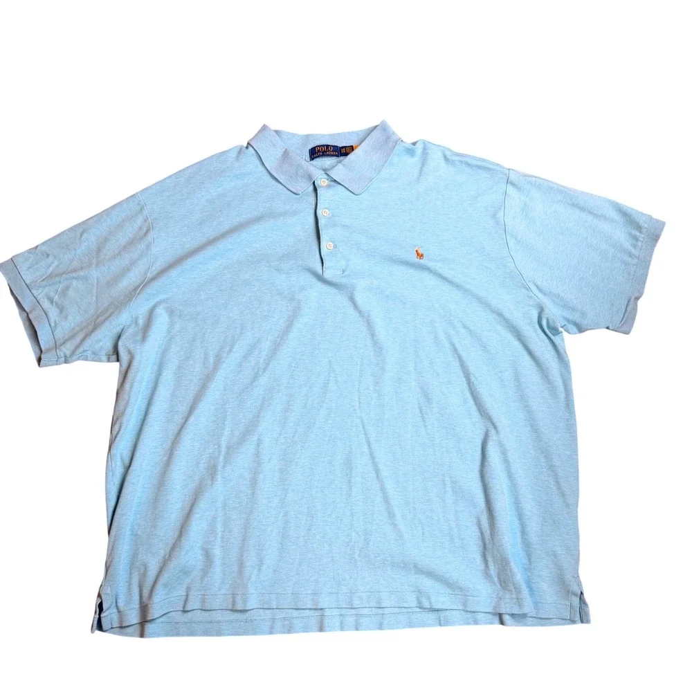 Polo Ralph Lauren Mens Big &‎ Tall 3XB Light Blue Soft Cotton Polo Shirt